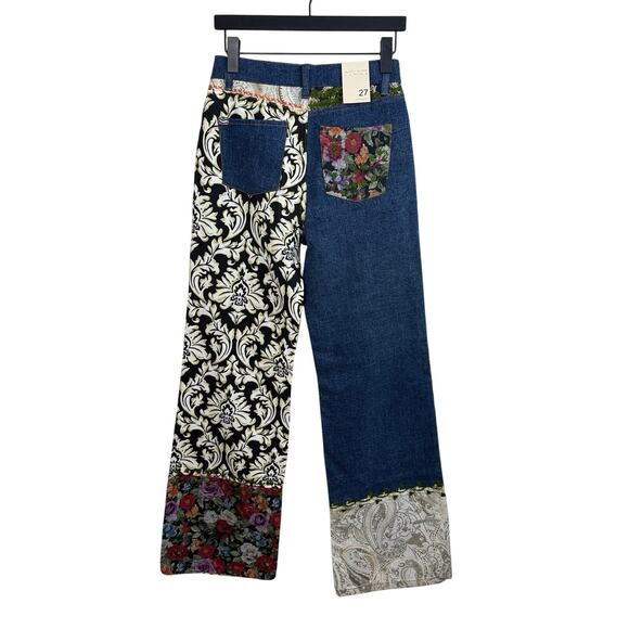 ALICE + OLIVIA Weezy Patchwork Mixed Media Jeans - Picture 6 of 11